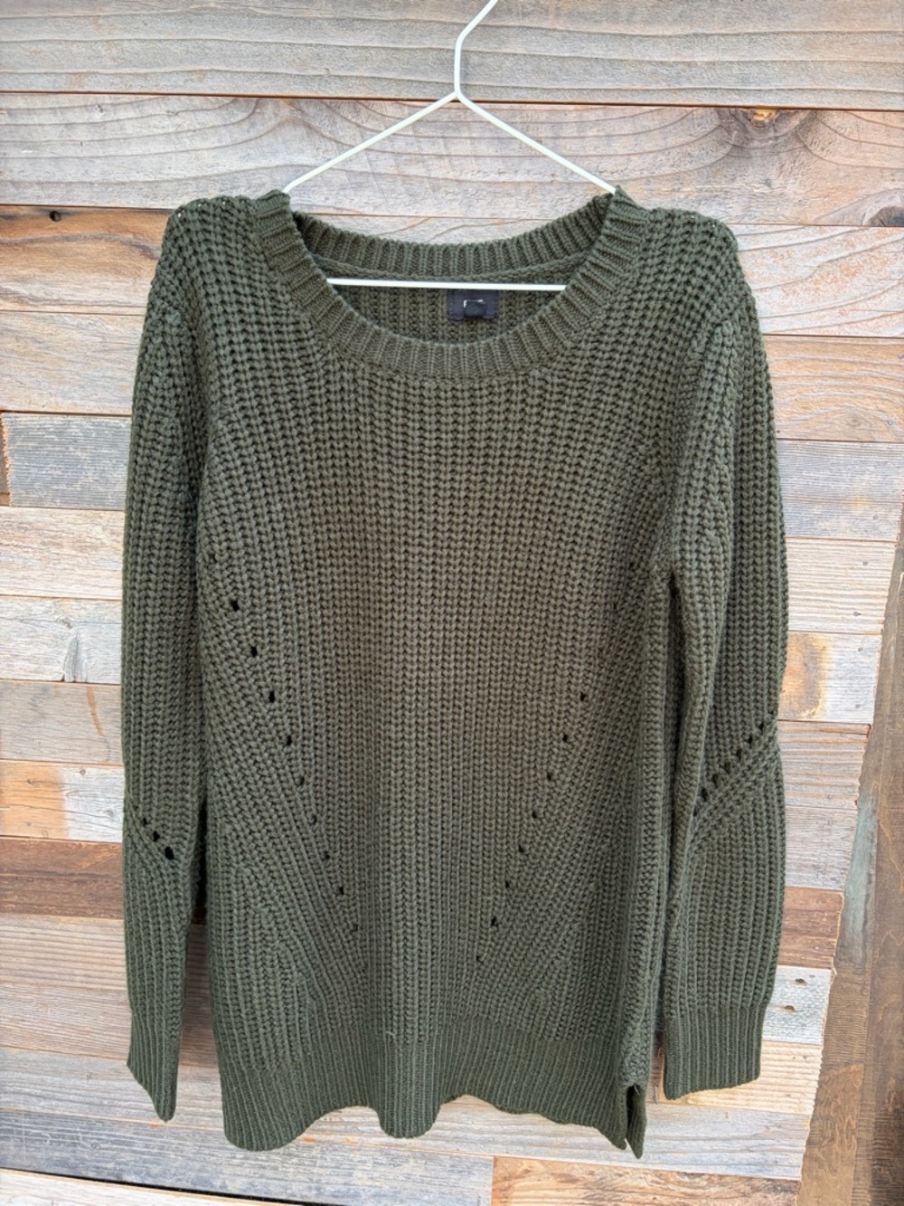 Fate Olive Green Waffle Knit Crewneck Sweater